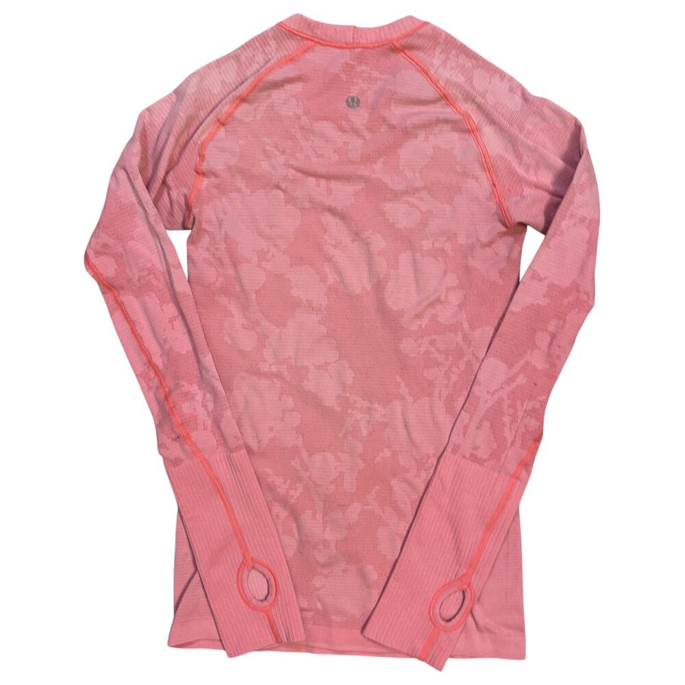 Lululemon Run Swiftly Tech Long Sleeve Pink Flash Thumbholes Womens 4 Rare Y2K